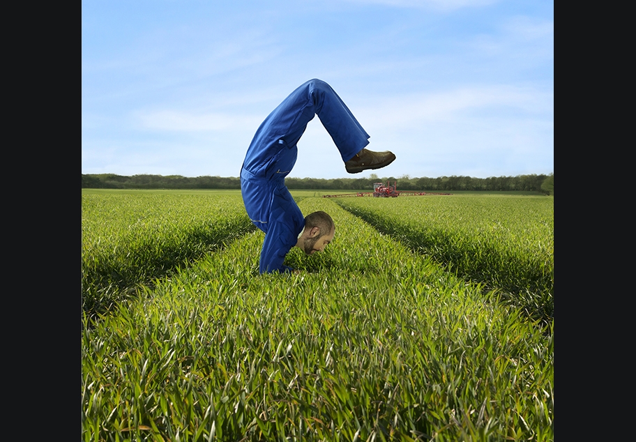 Male Farmer Meditating