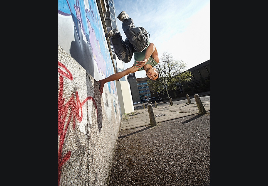 Male doing Parkour